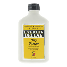 Layrite Daily Shampoo bottle with refreshing eucalyptus scent for invigorating daily cleanse.