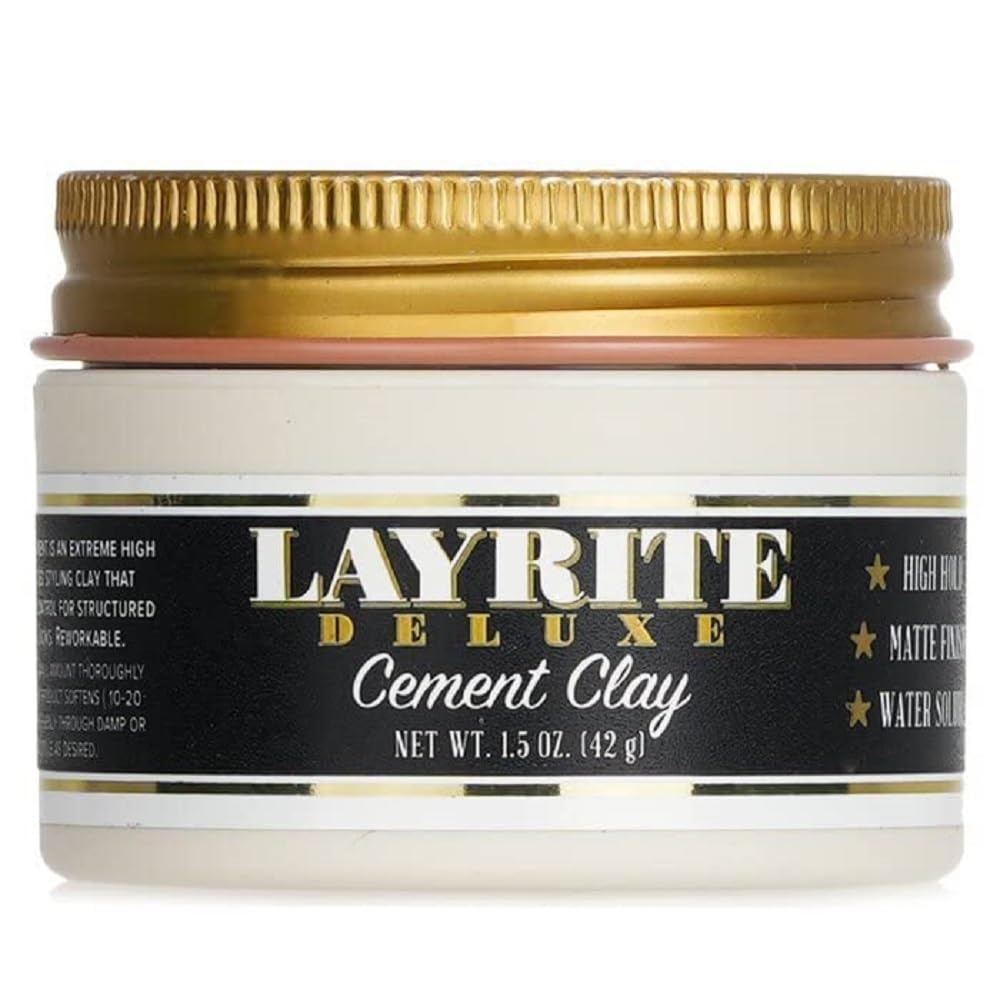 Layrite Deluxe Cement Hair Clay bottle front view showing matte hold