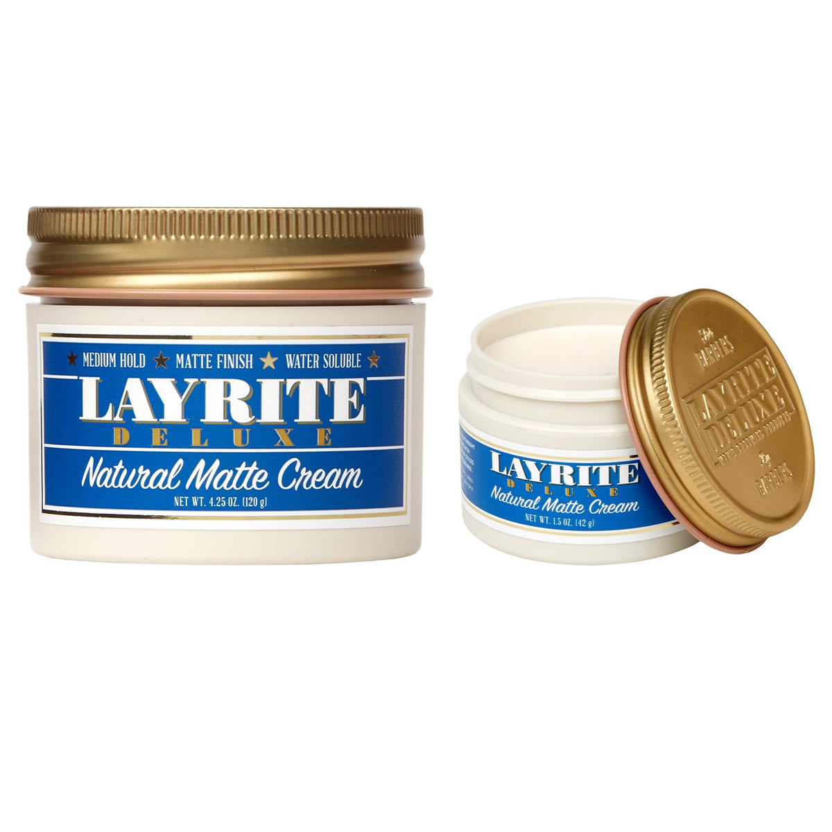 Layrite Deluxe Natural Matte Cream 1.5 oz tubes 2-pack for easy styling and texture.