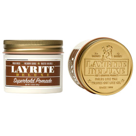 Layrite Deluxe Superhold hair application demonstrating easy styling and strong control