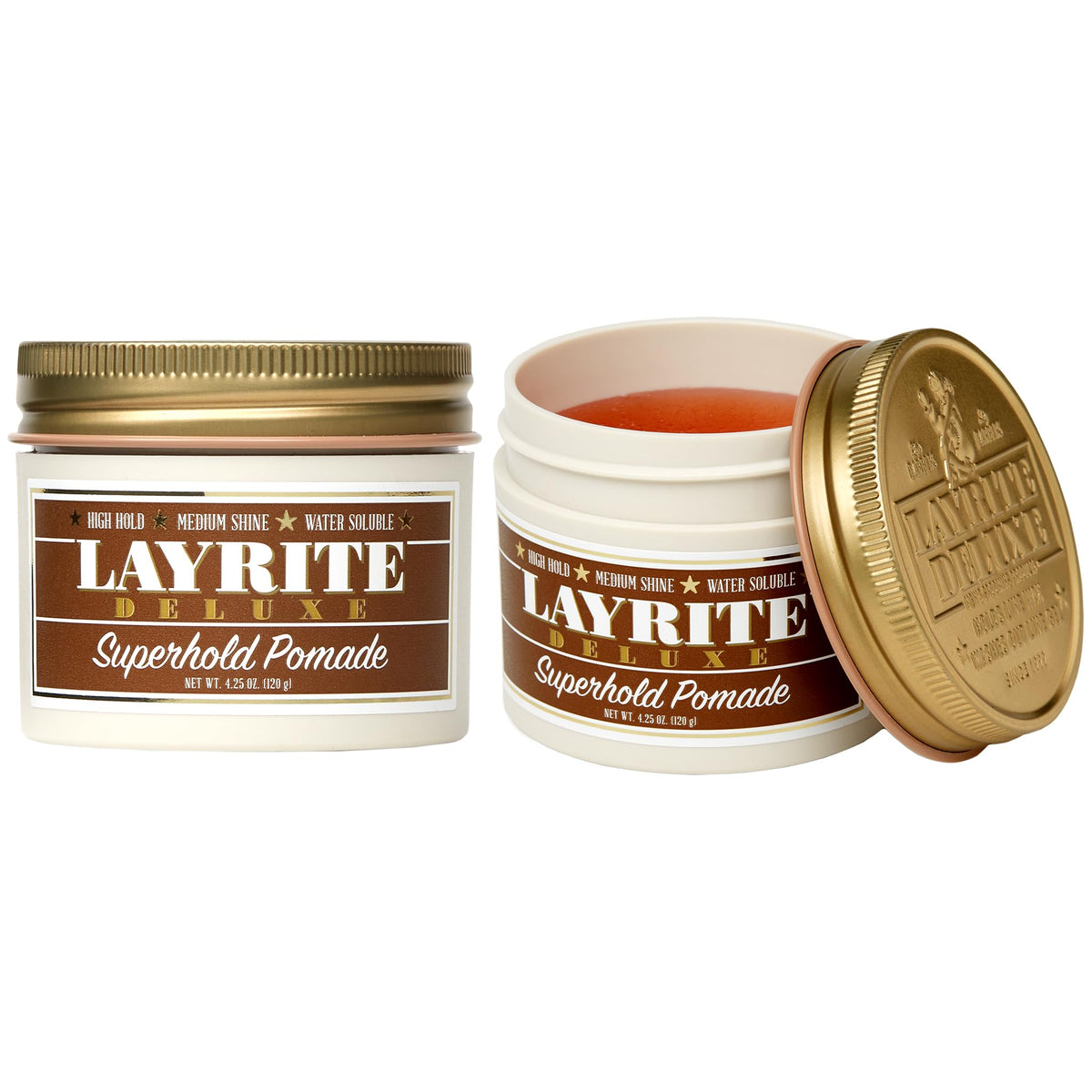 Layrite Deluxe Superhold styled hair illustrating sleek defined looks with water based removal