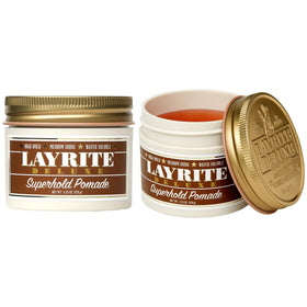 Layrite Deluxe Superhold styled hair illustrating sleek defined looks with water based removal