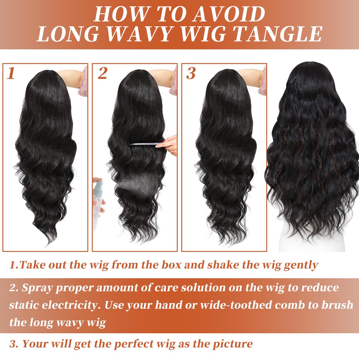 LAYSHAGO wig in gift box with cap and comb