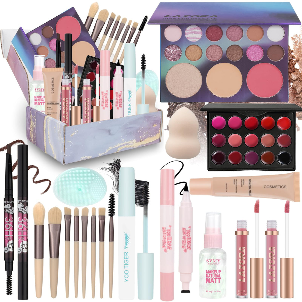 LAZORA makeup kit all-in-one front view for everyday looks