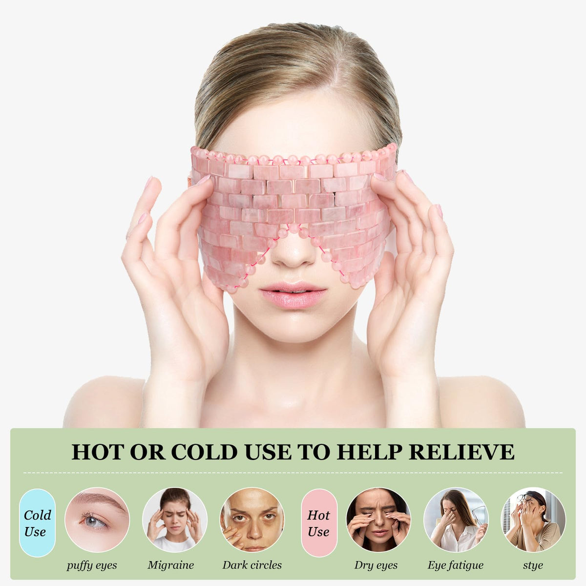 LazyGa Jade mask in use delivering cooling therapy for refreshed eyes after screen time.