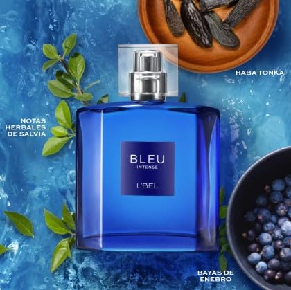 L'Bel Bleu Intense sage note close-up conveys herbal vitality.