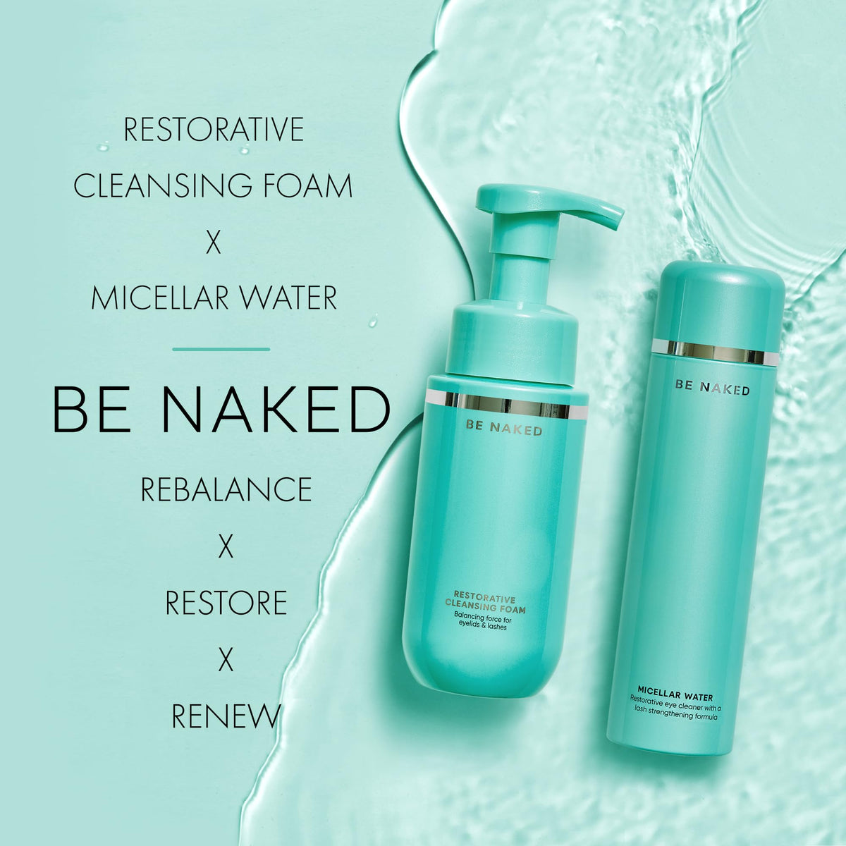 Close-up foaming lather from LBLA Be Naked for oil-free cleansing of lashes