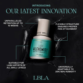 LBLA Beauty Alchemist lash fan application demonstrates quick-dry bonding.