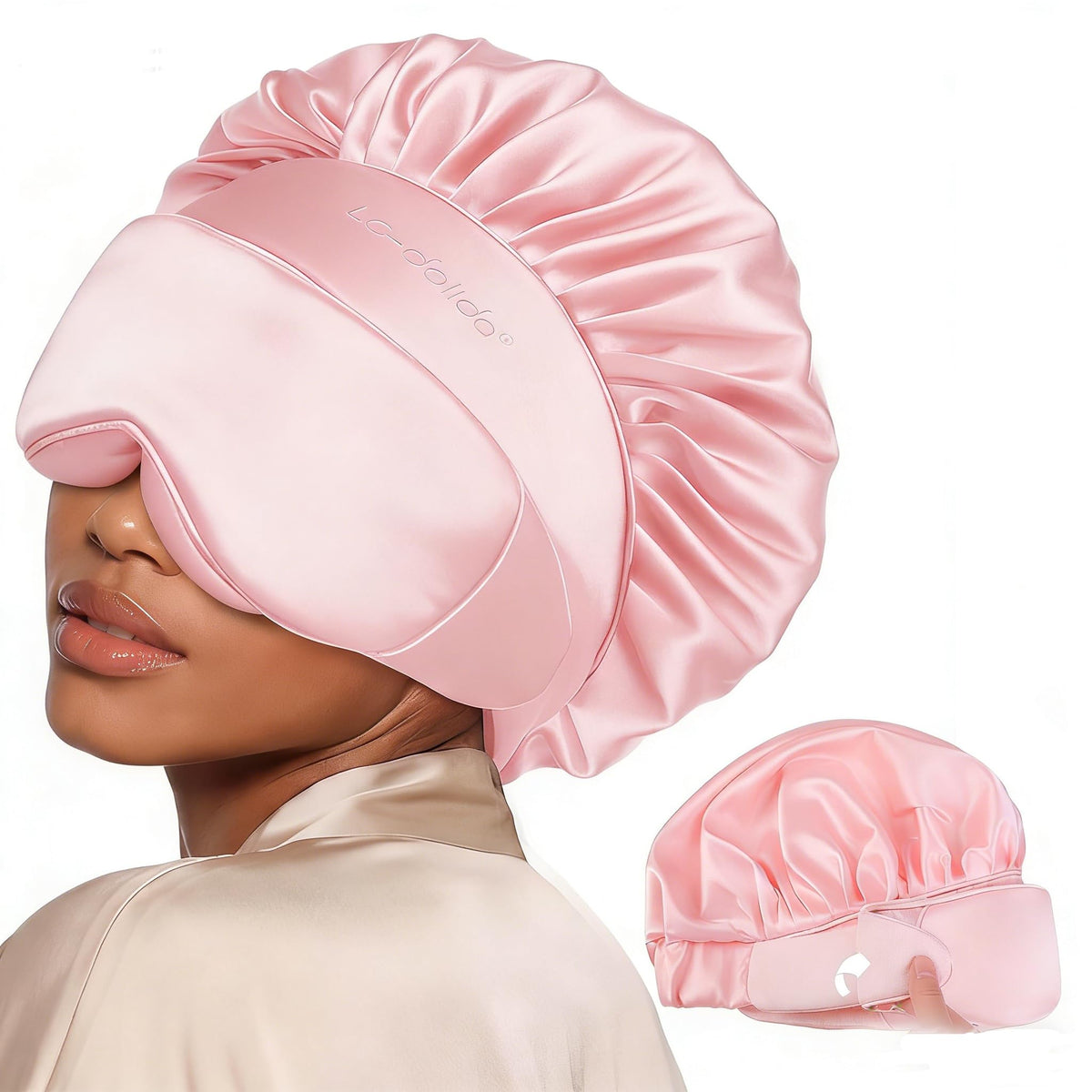 LC-dolida satin silk bonnet for sleep preserves curls and reduces friction.