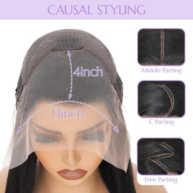13x4 hand-woven lace area enables flexible parting