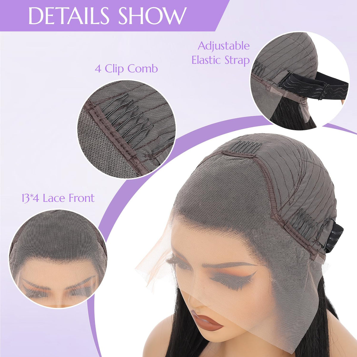 Glueless cap with adjustable straps for quick secure wear