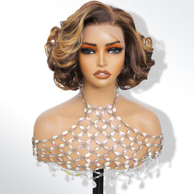 LDJOY short wavy honey blonde 13x4 front view showing natural-looking hairline