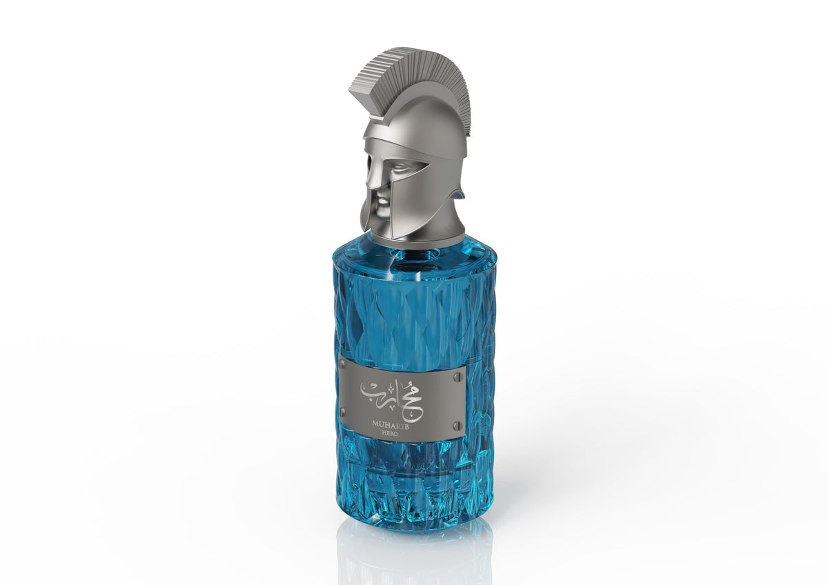 Le Falcone Muharib Hero bottle side, hints of resilience for all-day presence.