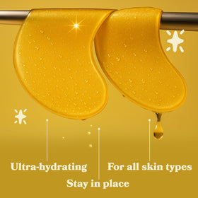 Hands apply LE GUSHE patches to depuff and smooth fine lines.