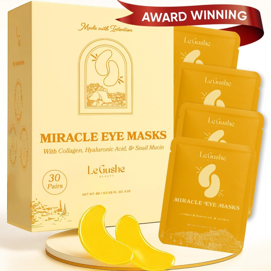 LE GUSHE Gold Under Eye Patches close-up for quick eye refresh.
