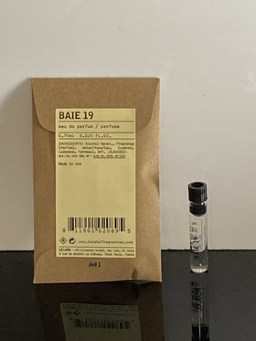 Le Labo Baie 19 sample bottle front view for travel scouting