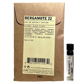 Le Labo Bergamot 22 sample vial close-up for travel-friendly testing.