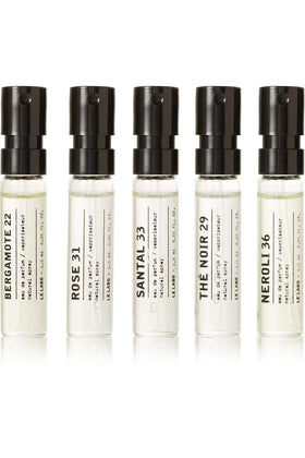 Le Labo discovery set packaging display, ideal for travel and gifting.