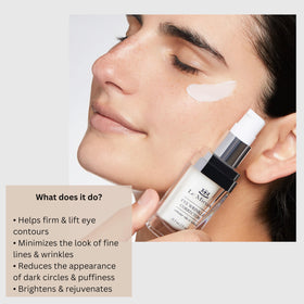 Le Mieux peptide-rich eye cream swatch displaying luxurious moisture on skin