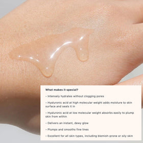 Applying Le Mieux Hyaluronic Serum with a gentle upward motion.