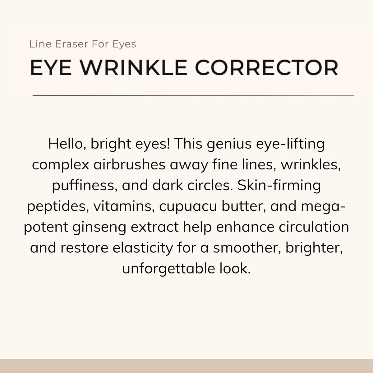 Le Mieux peptide cream apply-ring-finger image highlighting precise eye area use