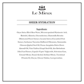 Le Mieux Sheer Hydration texture swatch highlights a dewy finish for oily skin.