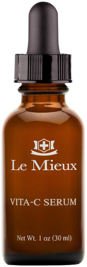 Le Mieux Vita-C Serum bottle closeup featuring a glow-enhancing antioxidant formula.