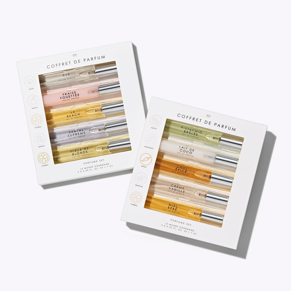 Le Monde Gourmand box-set front view, gift-ready packaging.