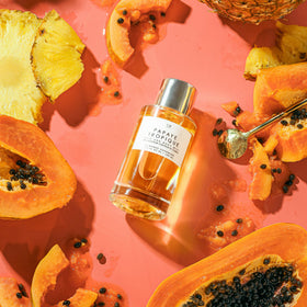 Le Monde Gourmand Papaya Tropique packaging exudes festival-ready tropical vibes.