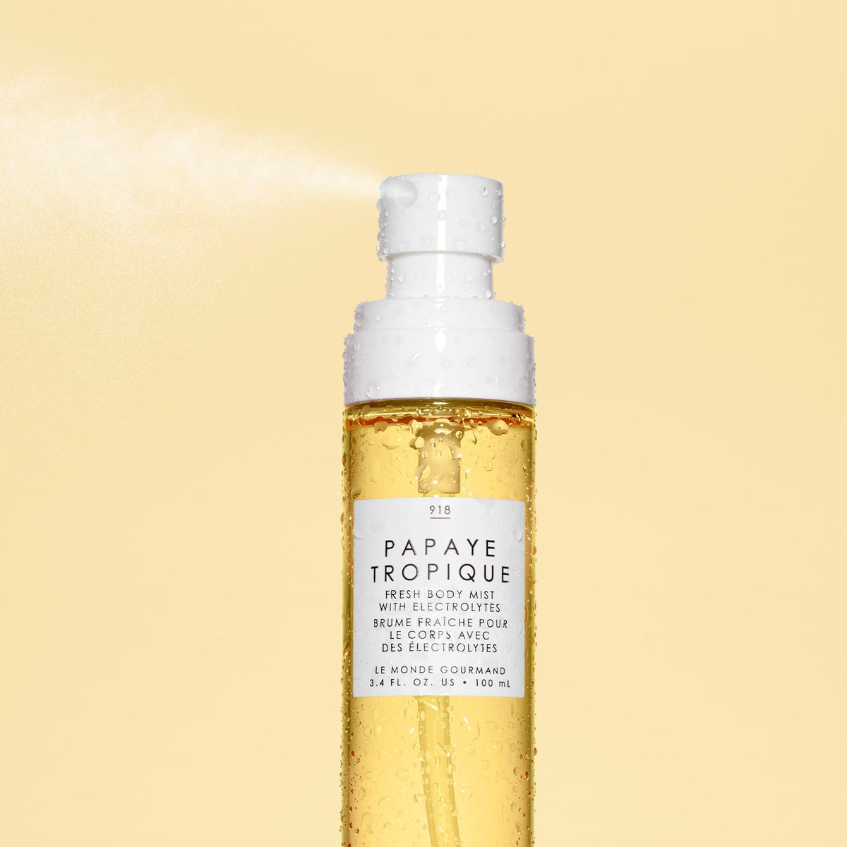 Le Monde Gourmand Papaye Tropique Fresh Mist top notes evoke gooseberry and pineapple brightness.