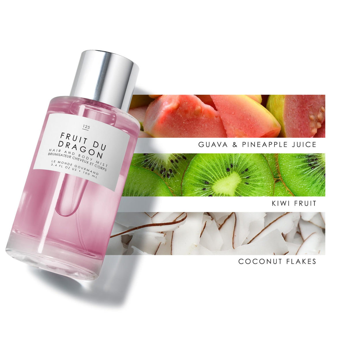 Le Monde Gourmand tropical fruits mist on hair adds a subtle, airy scent