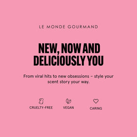 Le Monde Gourmand Violet Sucré vegan cruelty-free badge appeals to conscious shoppers.