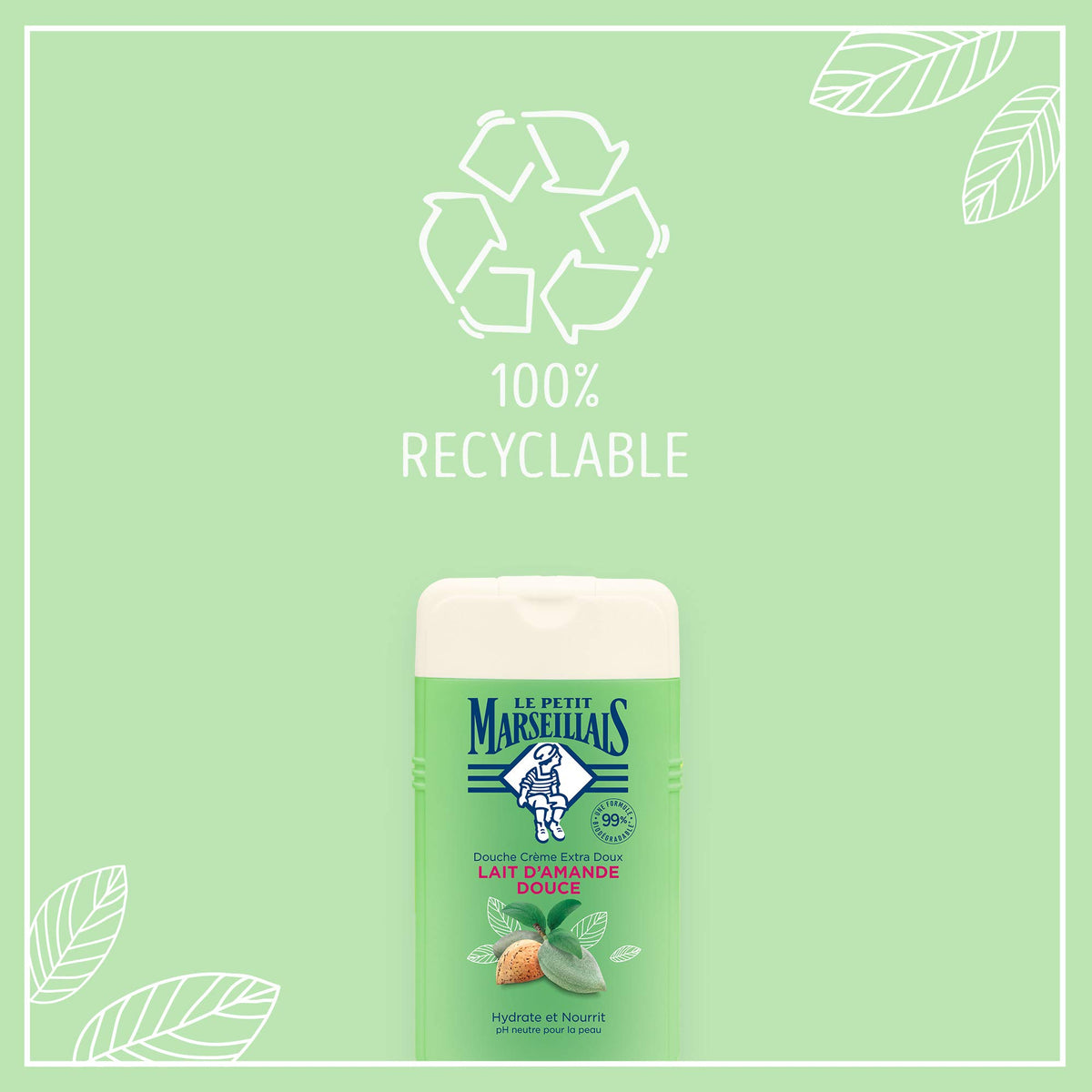 Le Petit Marseillais Almond Shower Gel on a bathroom counter, inviting a refreshing daily routine.
