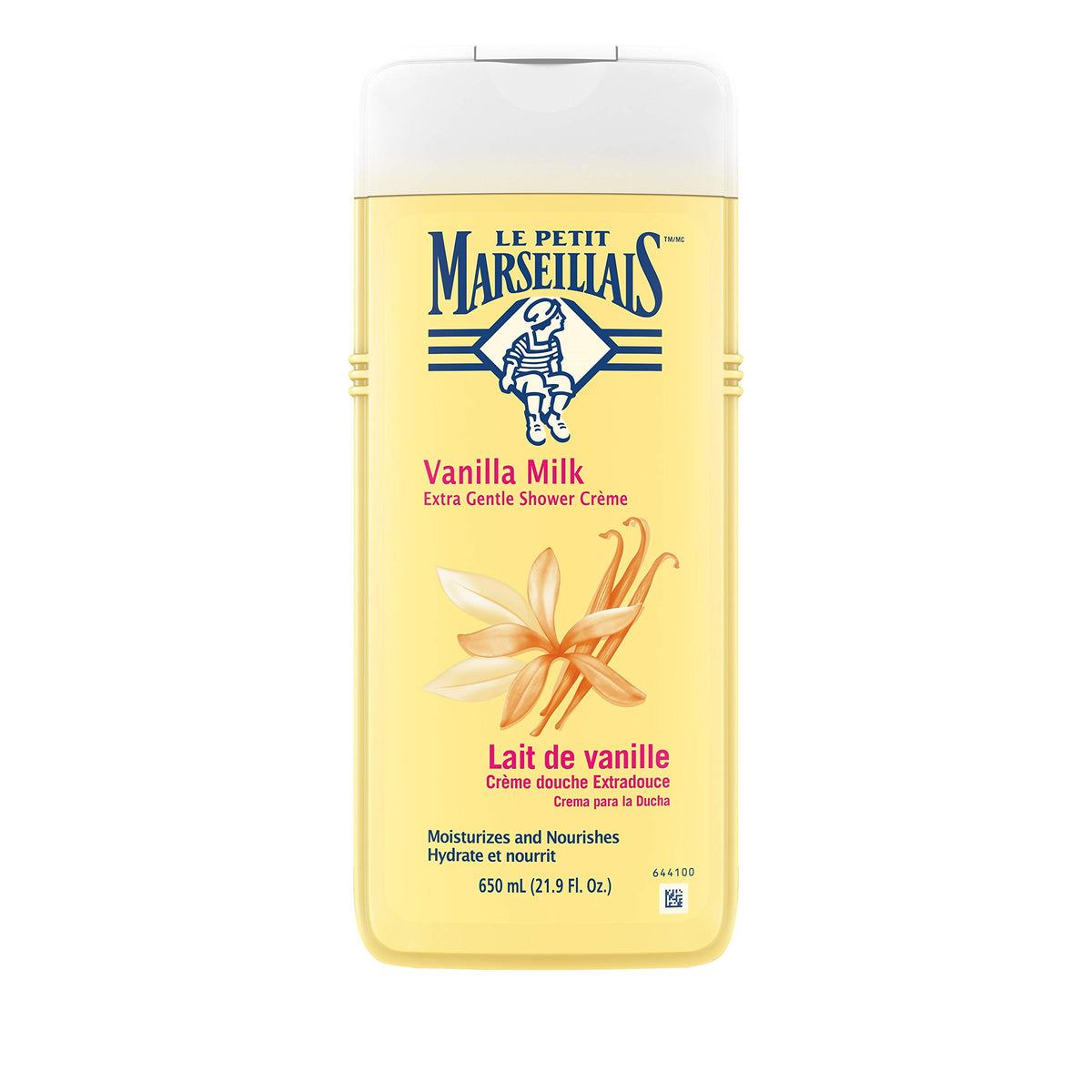Le Petit Marseillais Vanilla Milk shower cream bottle with gentle cleansing for daily use.