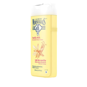 Creamy lather from Le Petit Marseillais Vanilla Milk shower cream in action.