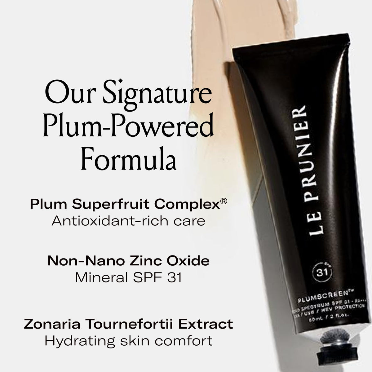Le Prunier Plumscreen highlights Plum Superfruit Complex antioxidant protection