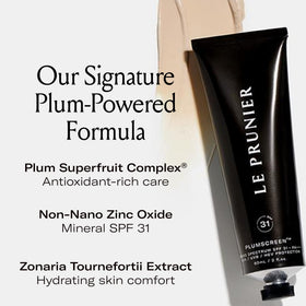 Le Prunier Plumscreen highlights Plum Superfruit Complex antioxidant protection