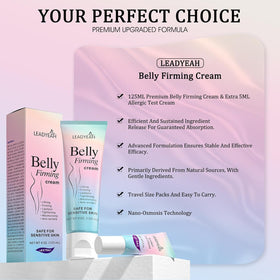Leadyeah B Flat Belly Firming Cream packaging box opened with 125 ml bottle