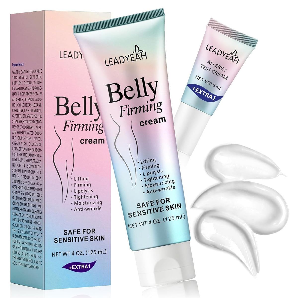 Leadyeah B Flat Belly Firming Cream bottle on display for daily use