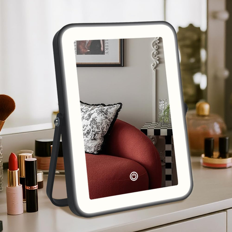 Leadzones rechargeable LED vanity mirror with compact travel-friendly design.