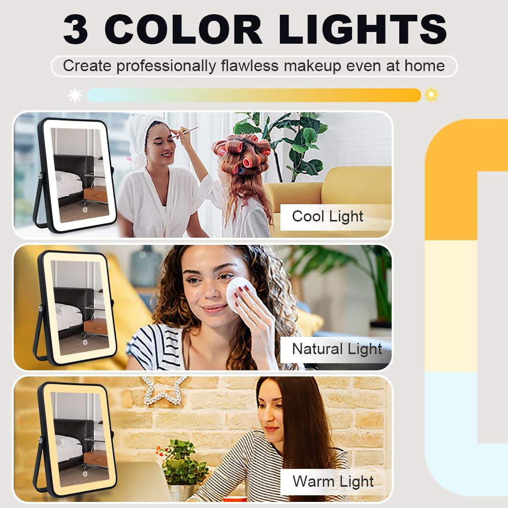 Leadzones USB-rechargeable mirror with 1200mAh battery for easy travel charging.