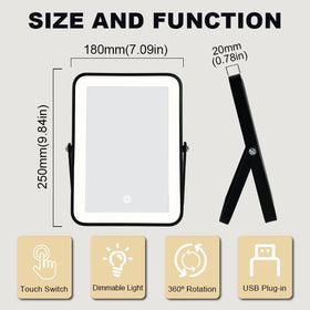 Leadzones vanity mirror with 7x10 inch size and built-in lights for detail work.
