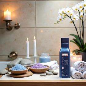 Leaf & Flower Nourishing Shampoo bottle in bathroom setting for daily routine