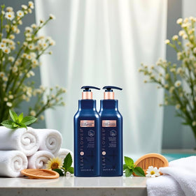 Leaf & Flower conditioner bottle back showing lightweight hydration for hair.