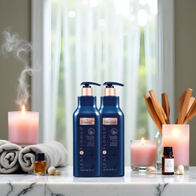 Leaf & Flower hair wash application ready for daily use with a calming routine.