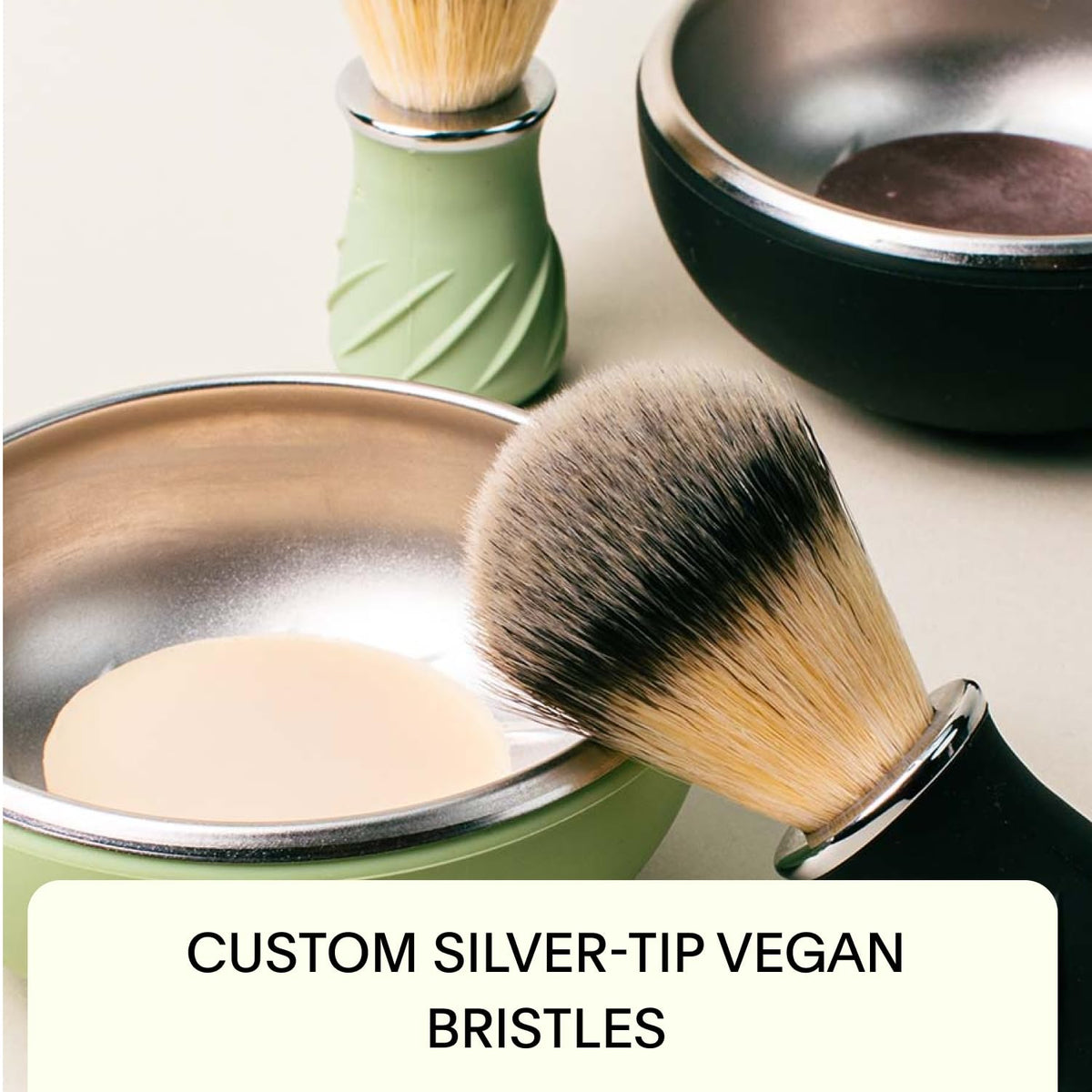 Leaf Shave bowl with recessed base holds shave soap securely in place while you groom.