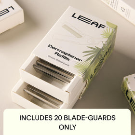 Leaf Shave blade-guard refills for smooth, precise dermaplaning with easy loading.
