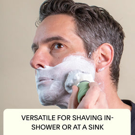 Leaf Shave durable stainless steel set with silicone wrap for long-lasting daily use.