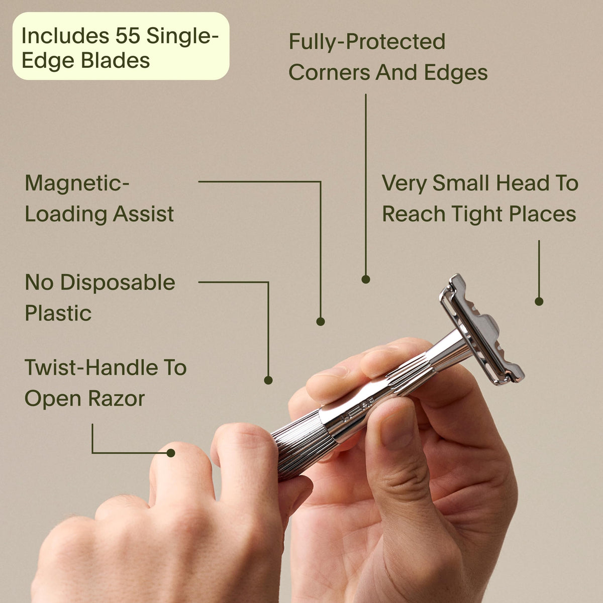 Leaf Shave Thorn razor featuring magnetic load assist for safe blade changes.