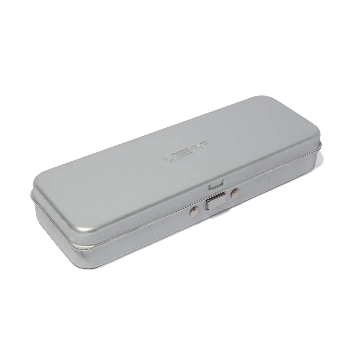 Leaf Shave travel case silver outer shell protects your razor on the go.